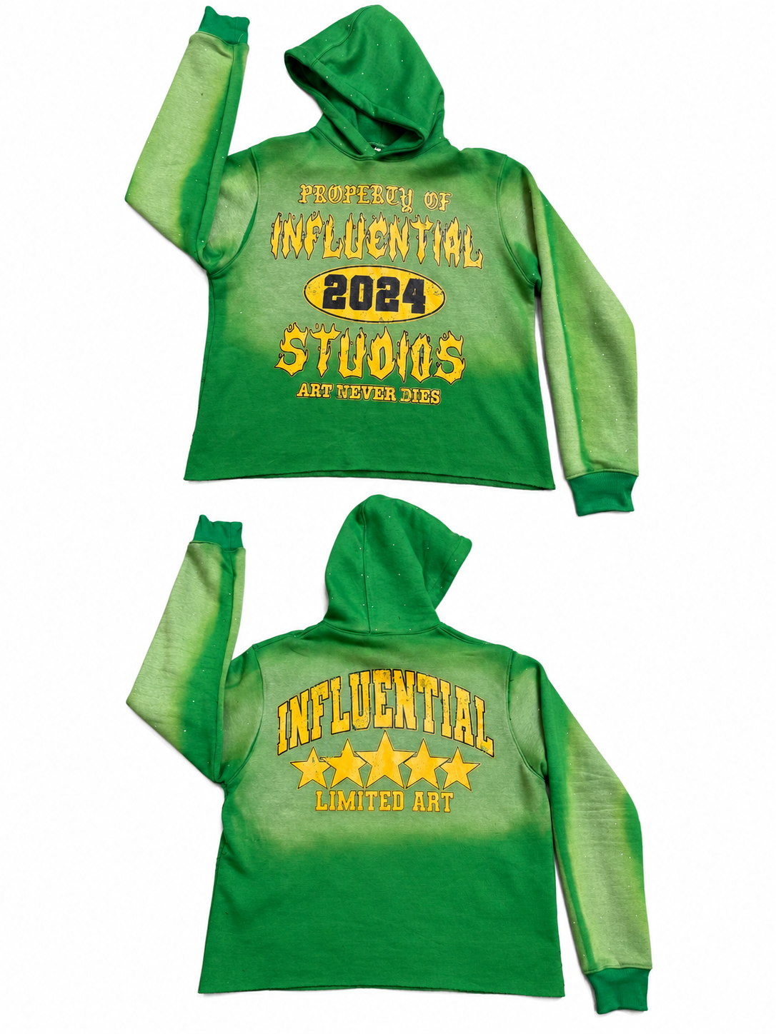 Influential Acid Wash Cropped Hoodie "Green"