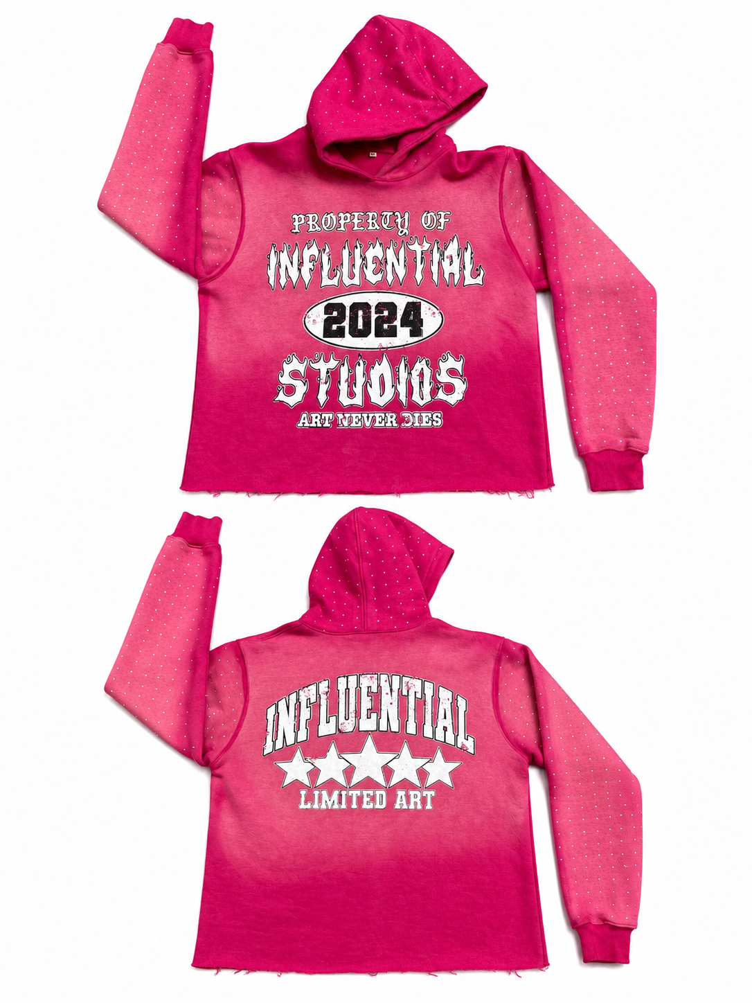 Influential Acid Wash Cropped Hoodie "Pink"