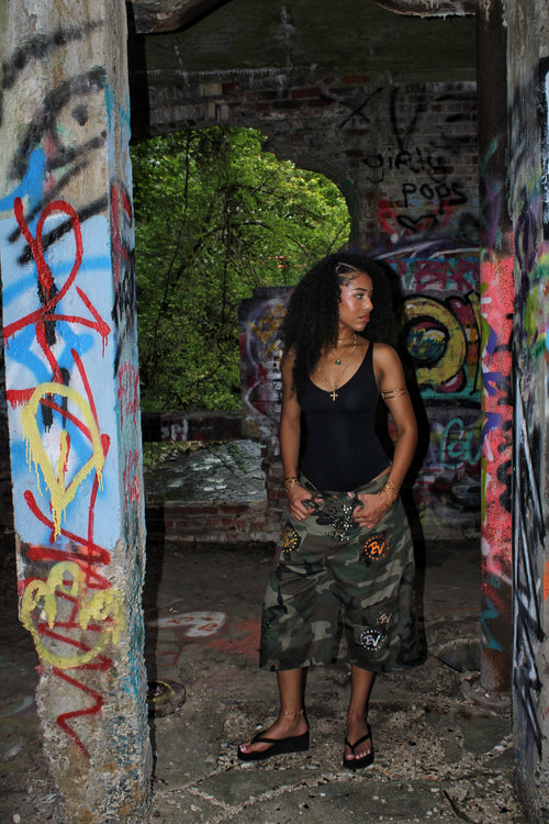 "CAMO" IV STACKED PATCH
POCKET JORTS